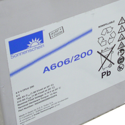 מצבר ג'ל לתעשיה פריקה עמוקה C10  GEL 182Ah/ 6V  למערכות אל פסק מערכות סולאריות ועוד,Hybrid Gel Exide Sonnenschein A606/200 6V 182Ah (C10) dryfit