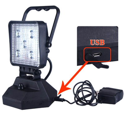 פנס פרוז'קטור לד LED נטען הספק 15W,עוצמת הארה 810Lm