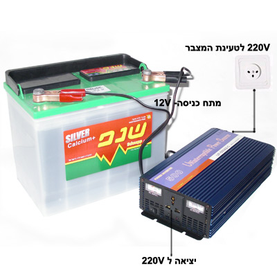 ממיר מתח 1000W +מטען למצבר+אל פסק לבית ולמשרד.3 באחד.מיועד לטעינת מצברים 12V ולהפקת מתח חשמלי למוצרי חשמל ממצבר 12וולט