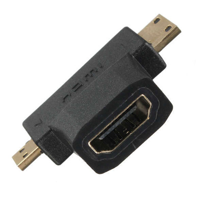 מתאם HDMI נקבה ל- HDMI MINI&MICRO זכר מוזהב איכותי.
