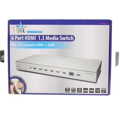 רכזת ביתית ממיר כבלים,לקונסולות משחק,DVD,מקרן ועוד.. 6 AUDIO/VIDEO TO HDMI SWITCH + CONVERTER HDMI