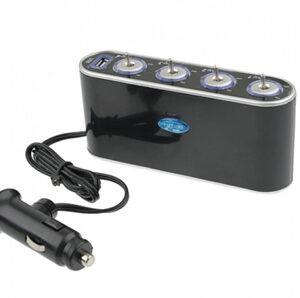 מפצל שקע מצת, מפצל מאחד לארבע לרכב עם USB, לטעינה למחשב כף יד ,לPSP נגנים MP3 MP4 אייפוד ואייפון