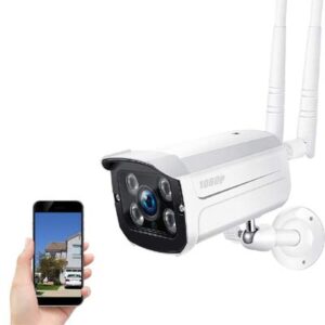 מצלמה אלחוטית לאבטחה 1080p IP WiFi להתקנה בחוץ עמידה למים עדשה קבועה 6ממ