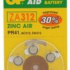 6 סוללות למכשיר שמיעה דגם ZA312 תוצרת GP