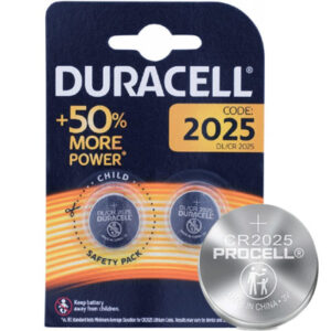 זוג סוללת כפתור CR2025 ליתיום מבית Duracell לשעונים, מחשבונים, שלטים ועוד