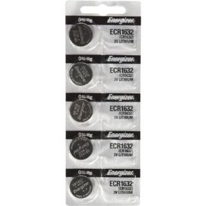 חמישיית סוללות כפתור CR1632 ליתיום Energizer ECR1632 העולמית לשעונים, מחשבונים, שלטים ועוד