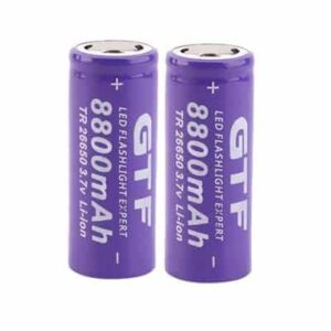 זוג סוללות נטענות GTF 26650 ליתיום בהספק 8800mAh