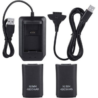 מטען וזוג סוללות לאקס בוקס 360 2Pcs 4800mAh Battery+1 Charging Cable for Xbox 36