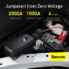 בוסטר התנעה באזוס Baseus 2000A מצוין לרכבי דיזל ורכב היברידי עד 8000סמ"ק 5000 דיזל גימור אפור מתכתי