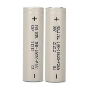 זוג סוללות ליתיום נטענות 18650 MOLICEL INR 18650 P26A Flat Head