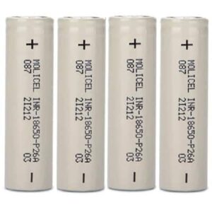 זוג סוללות ליתיום נטענות 18650 MOLICEL INR 18650 P26A Flat Head