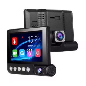 מצלמת רכב 3 עדשות בעברית מומלצת לשנת 2023 1296P מסך IPS 4 אינץ XR3003