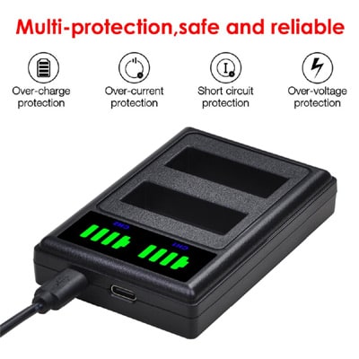מטען למצלמה דואלי USB תואם למצלמות Panasonic פנסוניק DMW-BLV19 DMW BLV19
