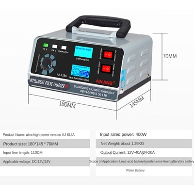 מטען חכם למצברים 12V וגם 24V מתאים לכל סוגי המצברים ג'ל ליתיום AGM וחומצה הספק 12V/30A 24V/15A מטען חכם למצברים 12V וגם 24V מתאים לכל סוגי המצברים ג'ל ליתיום AGM וחומצה הספק 12V/30A 24V/15A