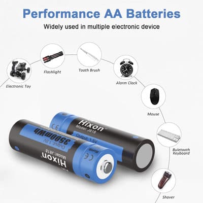 רביעיית סוללות 1.5V AA ליתיום נטענות בנפח ענק של HIXON Lithium AA 3500mWh