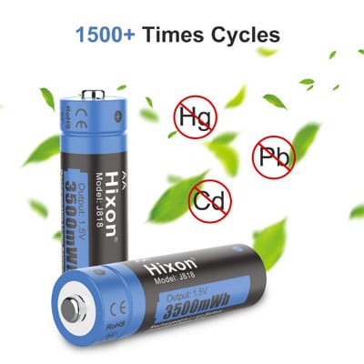 רביעיית סוללות 1.5V AA ליתיום נטענות בנפח ענק של HIXON Lithium AA 3500mWh