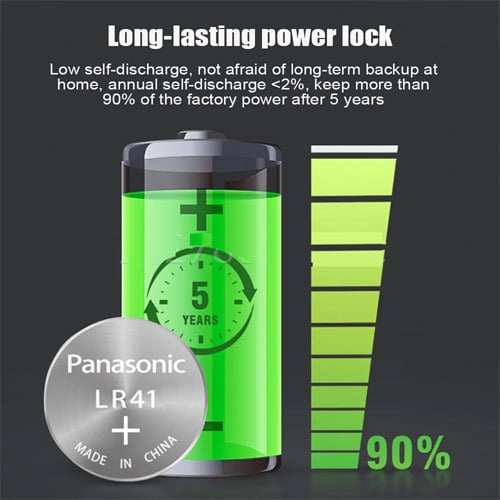 סוללת כפתור Lithium LR41 AG3 G3A ליתיום מתח 1.5V חמישיית סוללות במחיר מבצע מבית פנסוניק העולמית סוללת כפתור Lithium LR41 AG3 G3A ליתיום מתח 1.5V חמישיית סוללות במחיר מבצע מבית פנסוניק העולמית