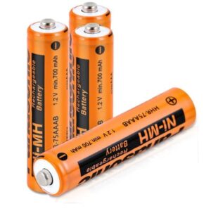 ארבע סוללות נטענות HHR-75AAA/B לטלפונים אלחוטיים של פנסוניק ולכל מטרה ניקל מיטל-הידריד