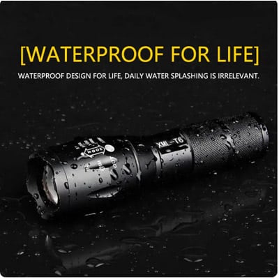 פנס יד לד מקצועי 1800Lumens סגסוגת אלומיניום  מנורת T6 עוצמה 1800 לומינס עוצמתי