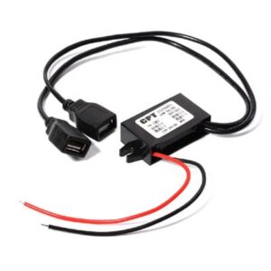 ממיר מתח איכותי DC-DC לשקע USB מ 12V או 24V ל 5V ישירות ל 2 שקעי USB הספק עד 3A אמפר