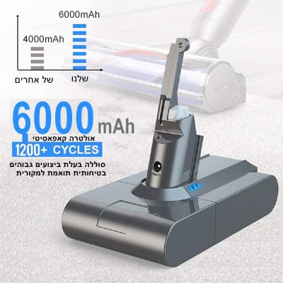 סוללה איכותית עוצמתית לשואב אבק דייסון Dyson V7 6000mAh