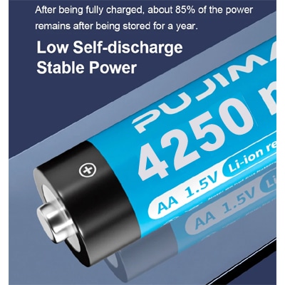 רביעיית סוללות ליתיום AA נטענות במתח של 1.5V מבית PUJIMAX בנפח עצום של Lithium AA 4250mWh רביעיית סוללות ליתיום AA נטענות במתח של 1.5V מבית PUJIMAX בנפח עצום של Lithium AA 4250mWh