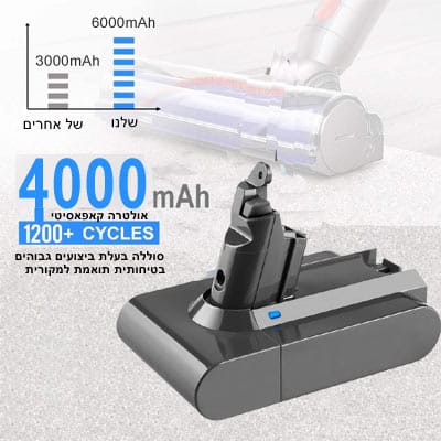 סוללה לשואב אבק דייסון Dyson V6 4000mAh