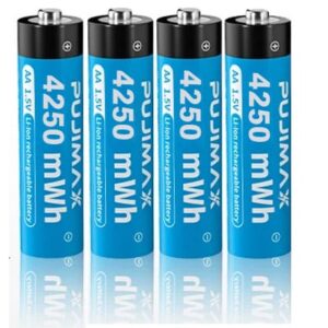 רביעיית סוללות ליתיום AA נטענות במתח של 1.5V מבית PUJIMAX בנפח עצום של Lithium AA 4250mWh