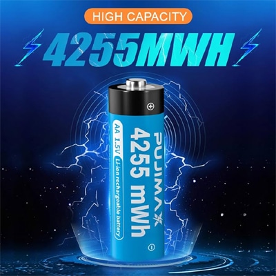 רביעיית סוללות ליתיום AA נטענות במתח של 1.5V מבית PUJIMAX בנפח עצום של Lithium AA 4250mWh רביעיית סוללות ליתיום AA נטענות במתח של 1.5V מבית PUJIMAX בנפח עצום של Lithium AA 4250mWh