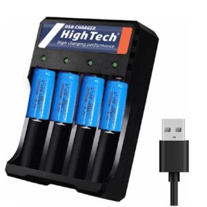 רביעית סוללות 16340 בהספק של 2800mAh פלוס מטען מהיר לטעינת 4 סוללות בו זמנית מבית המותג העולמי HighTech