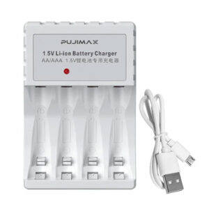 מטען מהיר ל 4 סוללות ליתיום Charger Lithium 1.5V AA PUJIMAX