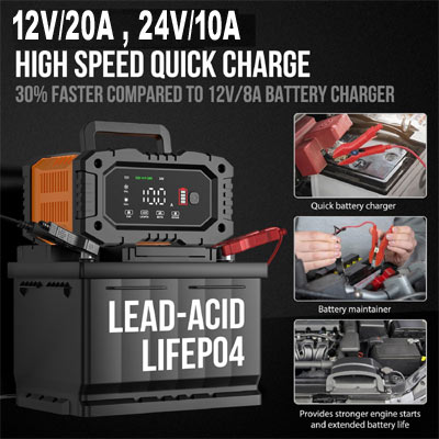 מטען למצברים 20A 12V /10A  24V לכל סוגי המצברים במתח 12V וגם 24V למצבר רכב,סירה,אופנוע משאית ועוד לכל סוגי המצברים גם ליתיום