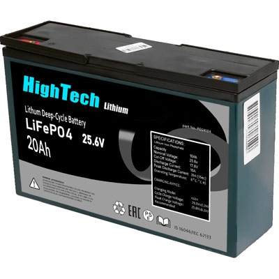 מצבר ליתיום LifePo4 24V 20Ah פריקה עמוקה קומפקטי וקל מבית המותג העולמי HighTech