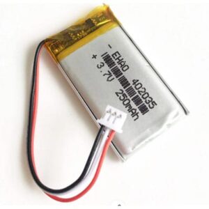 סוללת ליתיום פולימר נטענת Lithium Polymer דגם 250mAh 3.7V LP402035 מחבר JST 3pin